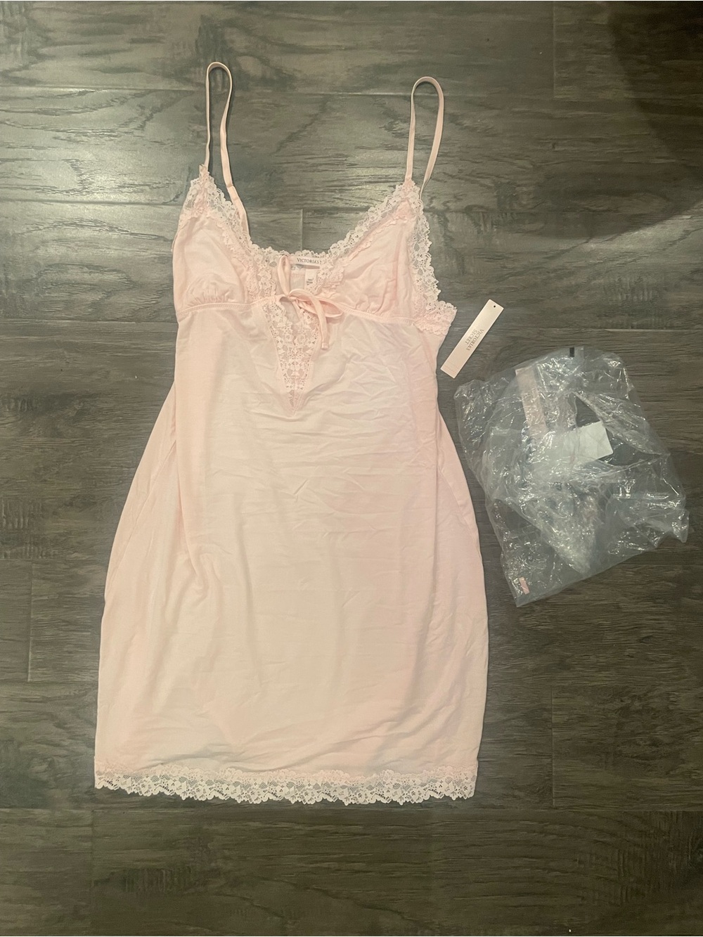 NWT Victoria’s Secret Women's Lace Trim Slip Nightdress - Pink - Size S